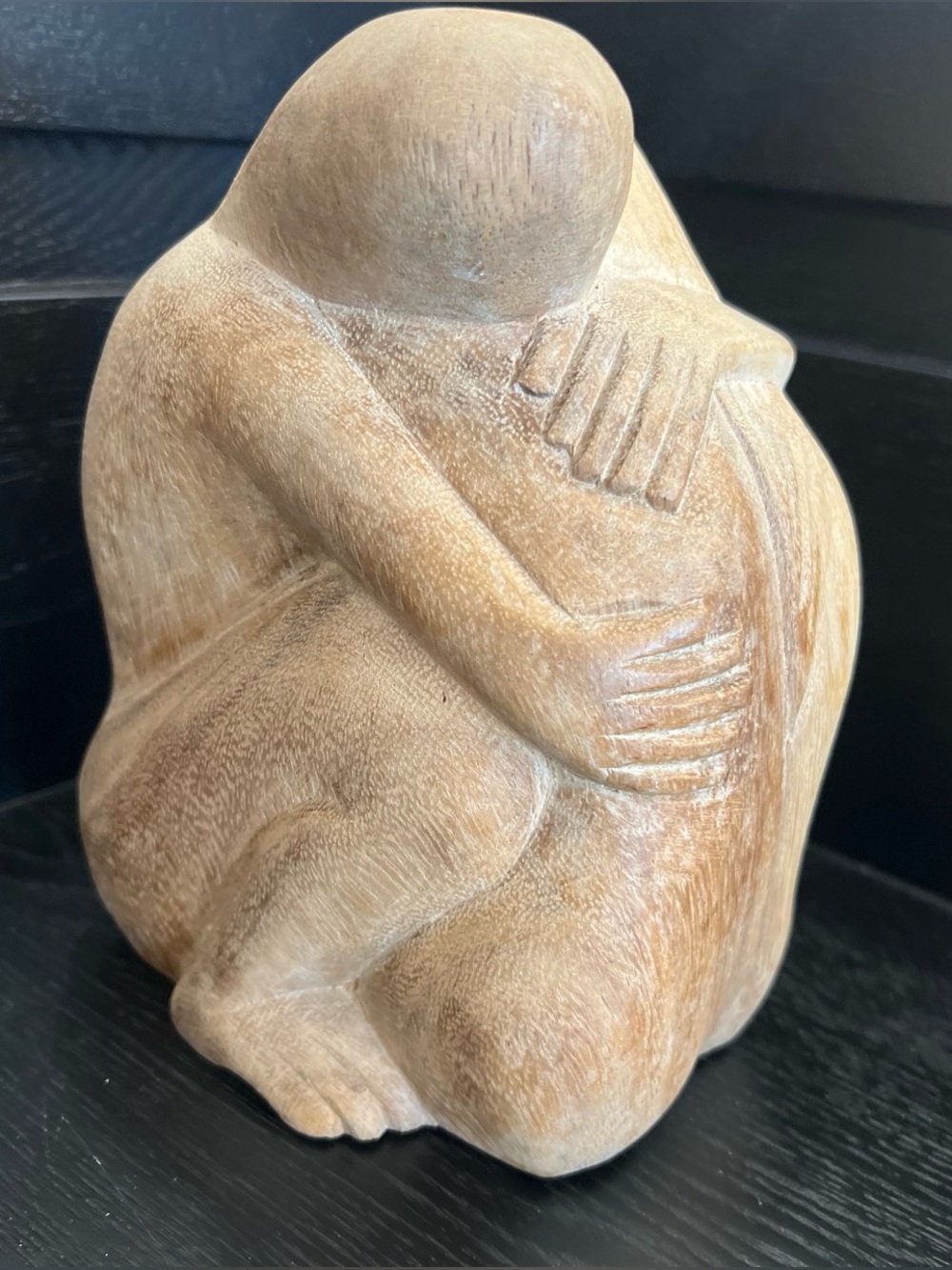 Hand carved wood statue “ lover” statue